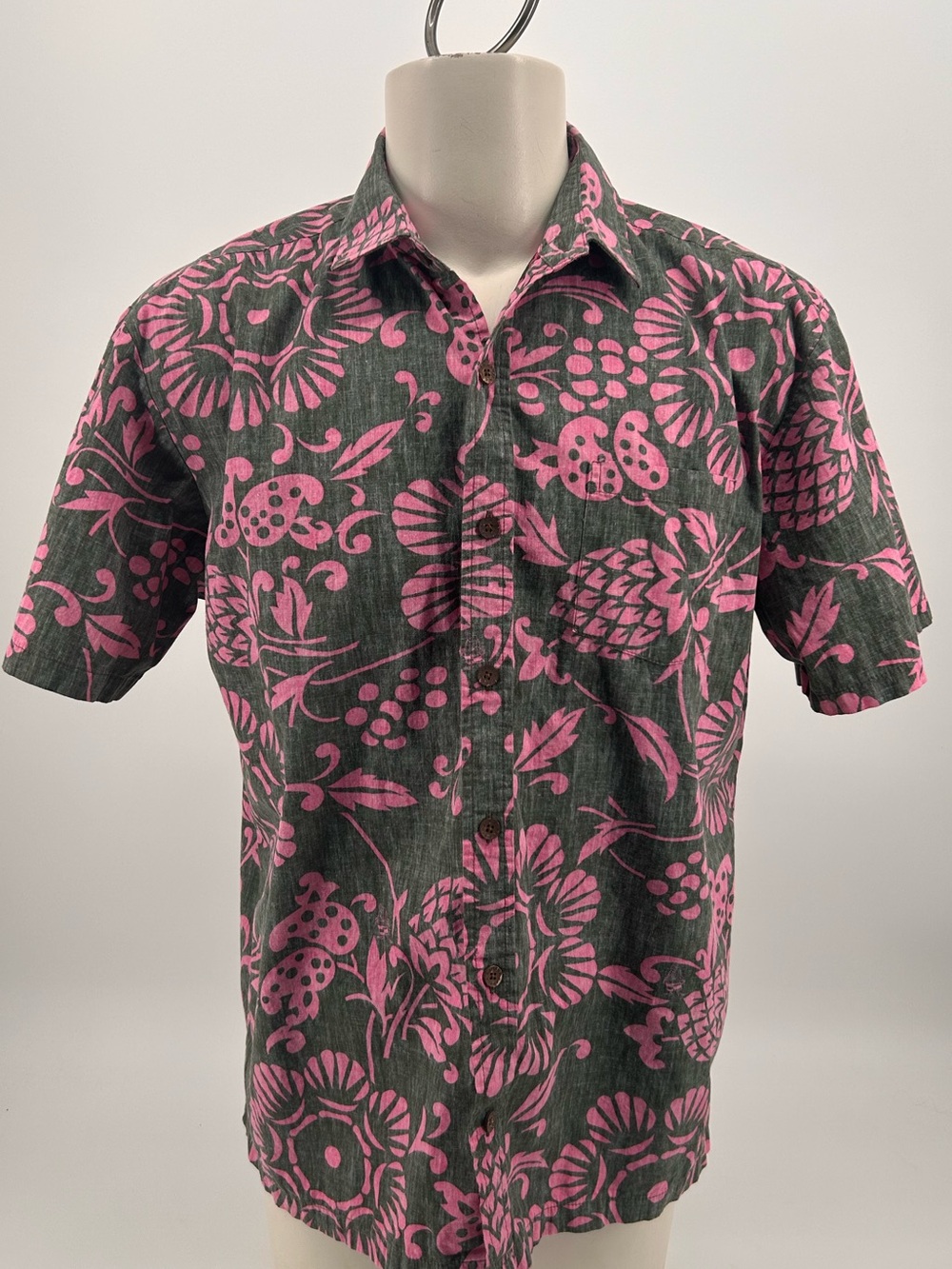 Men’s Kahala x Birdwell Beach Britches Size L Aloha Shirt Pink Charcoal